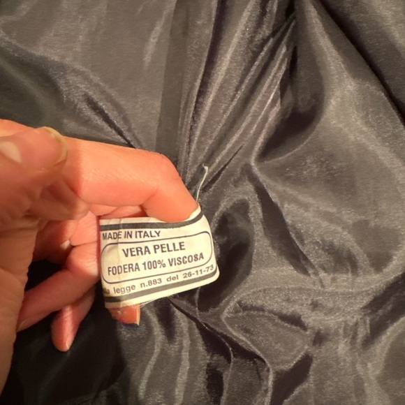 Vintage handmade Giotto Italy Black Leather Zip Coat Tailored Runway Jacket 46 - Picture 9 of 12